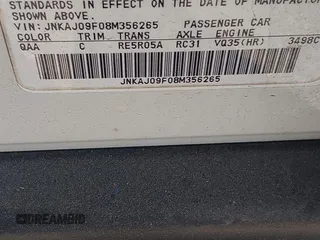 2008 Infiniti EX Journey with VIN JNKAJ09F08M356265, listed as a IAAI auction lot 42595500 with 177,764 mi miles and . Bid and sale history available at DreamBid. Image 9.