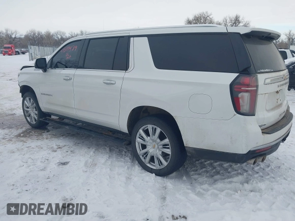 2022 Chevrolet Suburban High Country with VIN 1GNSKGKLXNR151036, listed as a IAAI auction lot 41549439 with 97,613 mi miles and . Bid and sale history available at DreamBid. Image 3.