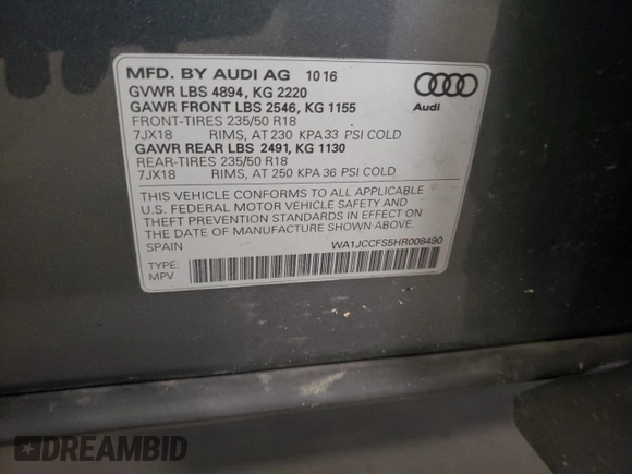 2017 Audi Q3 Premium Plus z VIN WA1JCCFS5HR008490, wystawiony jako Copart lot #73304044 z przebiegiem 41 916 mil mil oraz Szkoda całkowita • Salvage title. Historia ofert i sprzedaży dostępna na DreamBid. Obrazek 13.