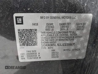 2018 GMC Acadia SLE z VIN 1GKKNSLS3JZ235920, wystawiony jako IAAI lot #41788192 z przebiegiem 194 727 mil mil oraz . Historia ofert i sprzedaży dostępna na DreamBid. Obrazek 9.