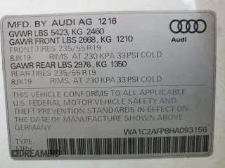 2017 Audi Q5 Premium with VIN WA1C2AFP8HA093156, listed as a Copart auction lot 63596285 with 176,693 mi miles and Clean title. Bid and sale history available at DreamBid. Image 13.