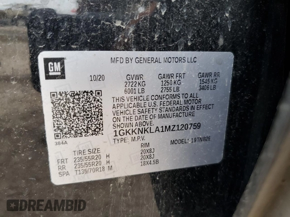 2021 GMC Acadia SLE z VIN 1GKKNKLA1MZ120759, wystawiony jako Copart lot #50489655 z przebiegiem 45 897 mil mil oraz Szkoda całkowita • Salvage title. Historia ofert i sprzedaży dostępna na DreamBid. Obrazek 15.