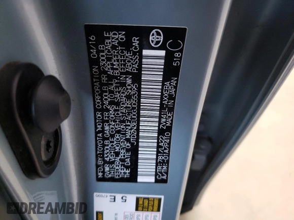 2016 Toyota Prius Two z VIN JTDZN3EU0GJ055395, wystawiony jako Copart lot #54320825 z przebiegiem 147 788 mil mil oraz Szkoda całkowita • Salvage title. Historia ofert i sprzedaży dostępna na DreamBid. Obrazek 13.