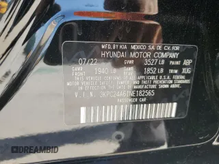 2022 Hyundai Accent SE with VIN 3KPC24A61NE182565, listed as a Copart auction lot 53781655 with Not Provided miles and Salvage Title. Bid and sale history available at DreamBid. Image 12.