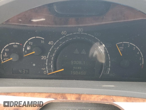 2001 Mercedes-Benz S-Class with VIN WDBNG75JX1A141485, listed as a Copart auction lot 42326195 with 198,468 mi miles and Salvage Title. Bid and sale history available at carsss.com. Image 9.