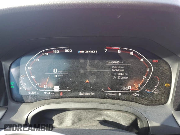 2019 BMW 3 Series 330i xDrive with VIN WBA5R7C51KAJ82278, listed as a Copart auction lot 82415124 with 57,625 mi miles and Salvage Title. Bid and sale history available at carsss.com. Image 9.