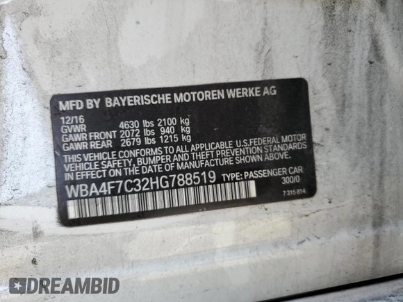 2017 BMW 4 Series 430i z VIN WBA4F7C32HG788519, wystawiony jako Copart lot #53916695 z przebiegiem 135 360 mil mil oraz Tytuł czysty. Historia ofert i sprzedaży dostępna na DreamBid. Obrazek 12.