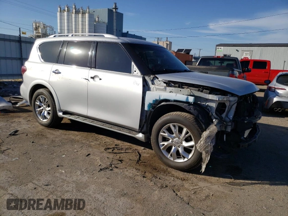 2011 Infiniti QX56 7-passenger with VIN JN8AZ2NE0B9005454, listed as a Copart auction lot 73222904 with 143,449 mi miles and Salvage Title. Bid and sale history available at carsss.com. Image 4.