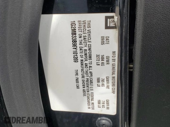 2006 Pontiac Solstice z VIN 1G2MB33B96Y101269, wystawiony jako Copart lot #70323934 z przebiegiem 85 038 mil mil oraz Szkoda całkowita • Salvage title. Historia ofert i sprzedaży dostępna na DreamBid. Obrazek 12.