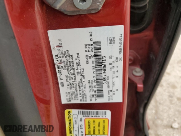 2015 Lincoln MKZ with VIN 3LN6L2JK4FR617273, listed as a Copart auction lot 49673915 with 134,224 mi miles and Salvage title. Bid and sale history available at DreamBid. Image 12.