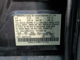 2006 Nissan Altima S z VIN 1N4AL11D86C231311, wystawiony jako Copart lot #59873075 z przebiegiem 69 414 mil mil oraz Szkoda całkowita • Salvage title. Historia ofert i sprzedaży dostępna na DreamBid. Obrazek 12.