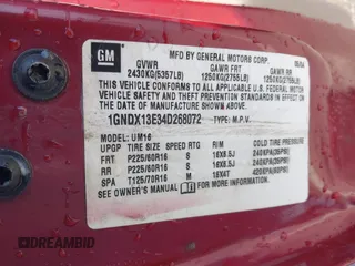 2004 Chevrolet Venture Warner Bros 1SE z VIN 1GNDX13E34D268072, wystawiony jako IAAI lot #42092031 z przebiegiem 160 153 mil mil oraz . Historia ofert i sprzedaży dostępna na DreamBid. Obrazek 9.
