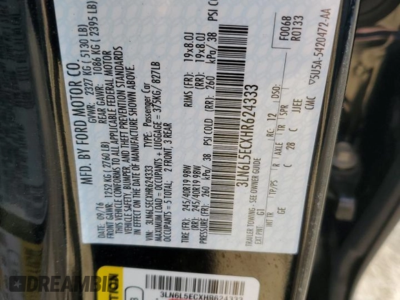 2017 Lincoln MKZ Reserve z VIN 3LN6L5ECXHR624333, wystawiony jako Copart lot #46410065 z przebiegiem 104 092 mil mil oraz Szkoda całkowita • Salvage title. Historia ofert i sprzedaży dostępna na DreamBid. Obrazek 12.
