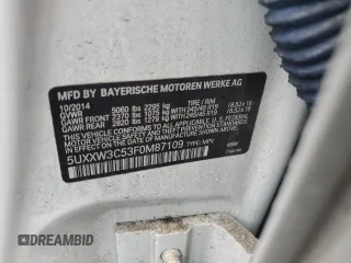 2015 BMW X4 xDrive28i z VIN 5UXXW3C53F0M87109, wystawiony jako Copart lot #54507325 z przebiegiem 115 989 mil mil oraz Tytuł czysty. Historia ofert i sprzedaży dostępna na DreamBid. Obrazek 12.