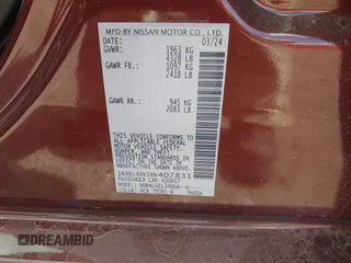 2024 Nissan Altima SV with VIN 1N4BL4DV1RN407831, listed as a IAAI auction lot 41979817 with 44,829 mi miles and . Bid and sale history available at DreamBid. Image 9.