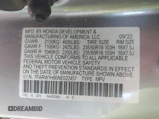2022 Honda CR-V EX-L z VIN 7FARW1H86NE022457, wystawiony jako IAAI lot #42080277 z przebiegiem 34 529 mil mil oraz . Historia ofert i sprzedaży dostępna na DreamBid. Obrazek 9.