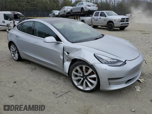 2018 Tesla Model 3 Long Range Battery with VIN 5YJ3E1EA8JF060682, listed as a Copart auction lot 47072985 with Not Provided miles and Salvage Title. Bid and sale history available at DreamBid. Image 4.