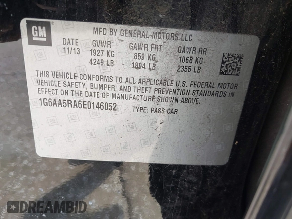2014 Cadillac ATS Standard RWD z VIN 1G6AA5RA6E0146052, wystawiony jako IAAI lot #40220255 z przebiegiem 128 569 mil mil oraz . Historia ofert i sprzedaży dostępna na DreamBid. Obrazek 9.