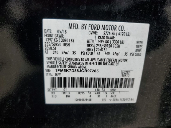 2018 Ford Explorer XLT z VIN 1FM5K7D88JGB97285, wystawiony jako Copart lot #53915735 z przebiegiem 116 397 mil mil oraz Czysty tytuł • Clean title. Historia ofert i sprzedaży dostępna na DreamBid. Obrazek 14.