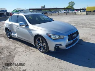 2019 Infiniti Q50 3.0t LUXE with VIN JN1EV7AP1KM541553, listed as a IAAI auction lot 40594706 with 77,607 mi miles. Bid and sale history available at carsss.com. Image 1.