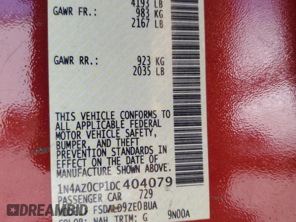 2013 Nissan LEAF SV with VIN 1N4AZ0CP1DC404079, listed as a Copart auction lot 54011245 with 76,944 mi miles and Clean Title. Bid and sale history available at carsss.com. Image 12.