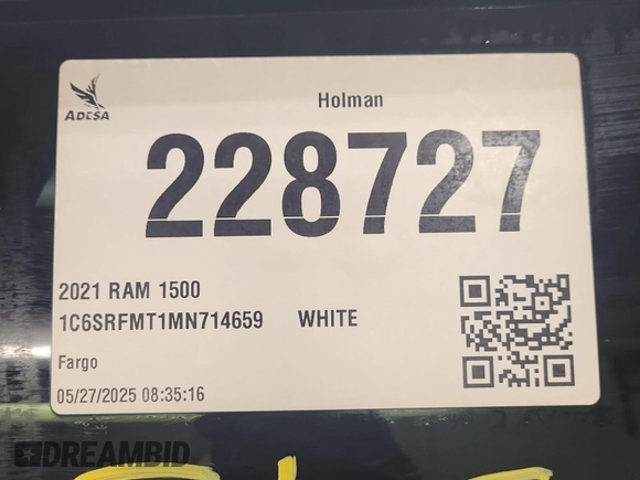 2021 Ram 1500 Big Horn z VIN 1C6SRFMT1MN714659, wystawiony jako IAAI lot #42521058 z przebiegiem 126 678 mil mil oraz . Historia ofert i sprzedaży dostępna na DreamBid. Obrazek 13.