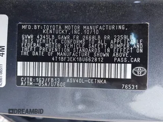 2011 Toyota Camry LE with VIN 4T1BF3EK1BU662812, listed as a IAAI auction lot 42133299 with 134,925 mi miles and . Bid and sale history available at DreamBid. Image 9.
