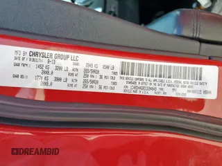 2013 Dodge Durango SXT with VIN 1C4RDHAG8DC694849, listed as a Copart auction lot 61415165 with 92,536 mi miles and Salvage title. Bid and sale history available at DreamBid. Image 14.