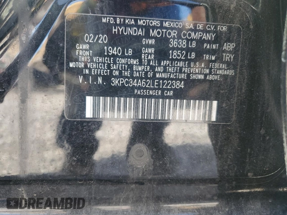 2020 Hyundai Accent Limited with VIN 3KPC34A62LE122384, listed as a Copart auction lot 68709664 with 84,936 mi miles and Salvage Title. Bid and sale history available at carsss.com. Image 12.