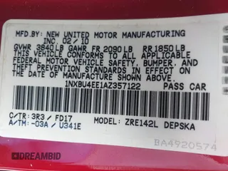 2010 Toyota Corolla with VIN 1NXBU4EE1AZ357122, listed as a IAAI auction lot 42514627 with 114,271 mi miles and . Bid and sale history available at DreamBid. Image 9.
