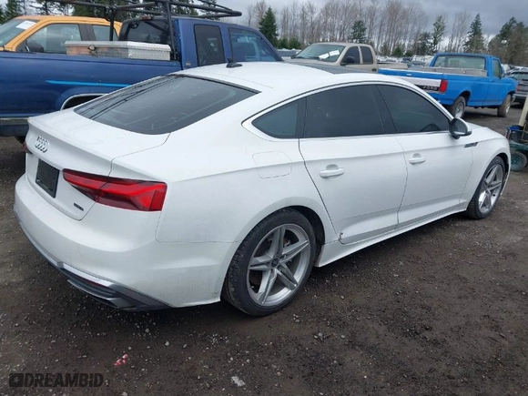 2021 Audi A5 Sportback S line Premium with VIN WAUDACF59MA053649, listed as a IAAI auction lot 41708092 with 56,936 mi miles. Bid and sale history available at carsss.com. Image 4.