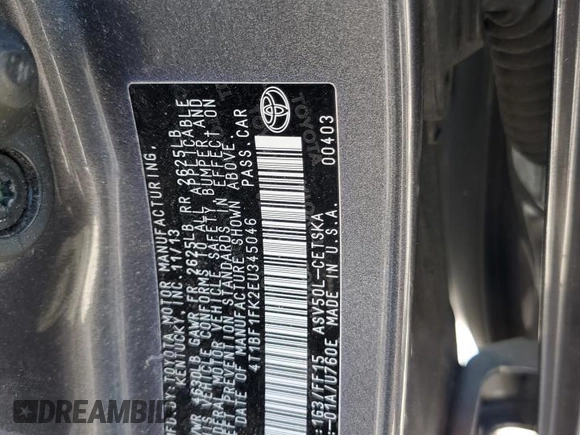 2014 Toyota Camry L with VIN 4T1BF1FK2EU345046, listed as a Copart auction lot 53508825 with 171,310 mi miles and Salvage Title. Bid and sale history available at carsss.com. Image 13.