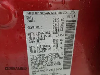 2015 Nissan Rogue SL with VIN 5N1AT2MV0FC762972, listed as a Copart auction lot 50247375 with 142,495 mi miles and Salvage Title. Bid and sale history available at DreamBid. Image 12.