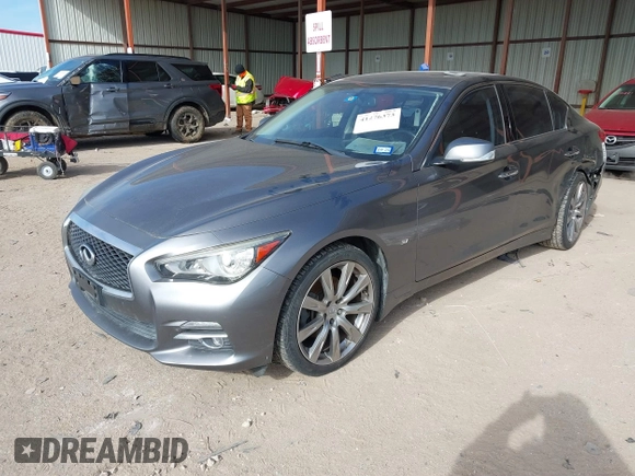 2014 Infiniti Q50 Premium with VIN JN1BV7AR1EM701665, listed as a IAAI auction lot 41276373 with 113,820 mi miles. Bid and sale history available at carsss.com. Image 2.
