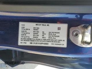 2023 Tesla Model 3 with VIN 5YJ3E1EA3PF436083, listed as a Copart auction lot 58864425 with 41,831 mi miles and Salvage title. Bid and sale history available at DreamBid. Image 13.