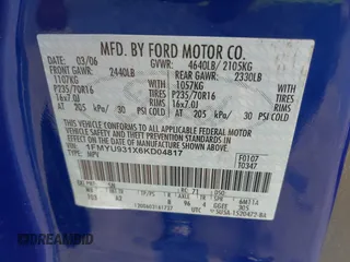2006 Ford Escape XLT with VIN 1FMYU931X6KD04817, listed as a IAAI auction lot 41375874 with 98,200 mi miles and . Bid and sale history available at DreamBid. Image 9.