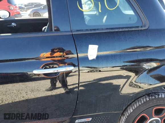 2017 FIAT 500e with VIN 3C3CFFGE0HT625193, listed as a Copart auction lot 77693964 with 0 mi miles and Salvage Title. Bid and sale history available at carsss.com. Image 12.
