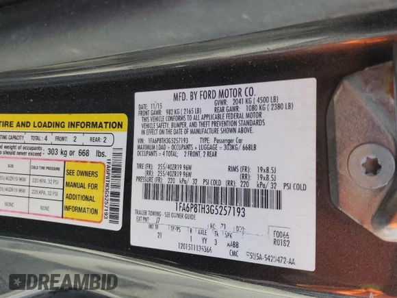 2016 Ford Mustang EcoBoost with VIN 1FA6P8TH3G5257193, listed as a Copart auction lot 74905514 with 108,571 mi miles and Salvage Title. Bid and sale history available at DreamBid. Image 13.