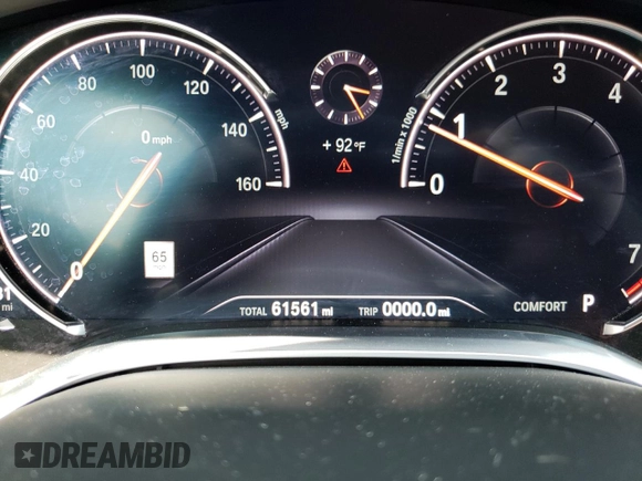 2019 BMW 7 Series 750i with VIN WBA7F0C57KGM25906, listed as a Copart auction lot 62728443 with 61,561 mi miles. Bid and sale history available at carsss.com. Image 9.