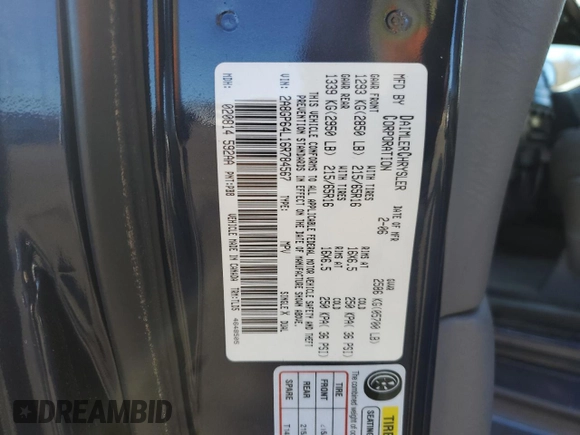 2006 Chrysler Town & Country LWB Limited with VIN 2A8GP64L16R784567, listed as a Copart auction lot 81466244 with 108,211 mi miles and Clean Title. Bid and sale history available at carsss.com. Image 13.