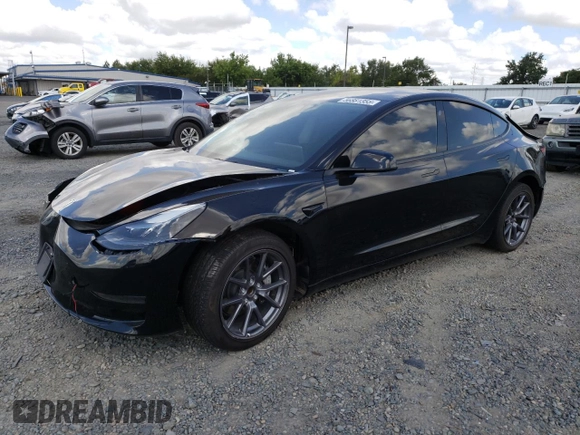 2023 Tesla Model 3 with VIN 5YJ3E1EA6PF454254, listed as a Copart auction lot 56881355 with 30,327 mi miles and Salvage title. Bid and sale history available at DreamBid. Image 1.