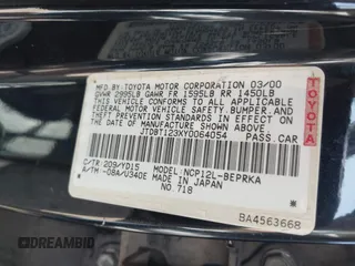 2000 Toyota ECHO with VIN JTDBT123XY0064054, listed as a IAAI auction lot 42463187 with Not provided miles and . Bid and sale history available at DreamBid. Image 9.