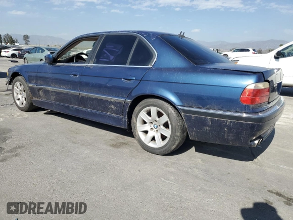 2001 BMW 7 Series 740iA with VIN WBAGG83441DN88645, listed as a Copart auction lot 47243405 with 0 mi miles and Clean Title. Bid and sale history available at carsss.com. Image 2.