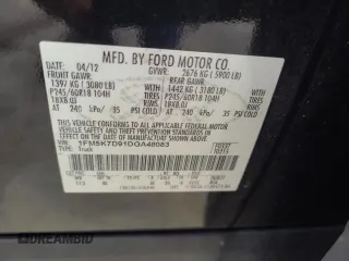 2013 Ford Explorer XLT z VIN 1FM5K7D91DGA48083, wystawiony jako Copart lot #79293904 z przebiegiem Nie podano mil oraz Nie do naprawy • Non repairable. Historia ofert i sprzedaży dostępna na DreamBid. Obrazek 13.