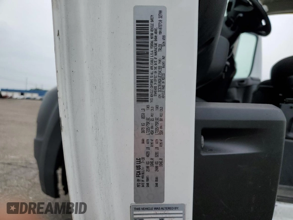 2018 Ram ProMaster Cargo with VIN 3C6TRVAG0JE154199, listed as a Copart auction lot 59683224 with 125,205 mi miles and Clean Title. Bid and sale history available at DreamBid. Image 13.