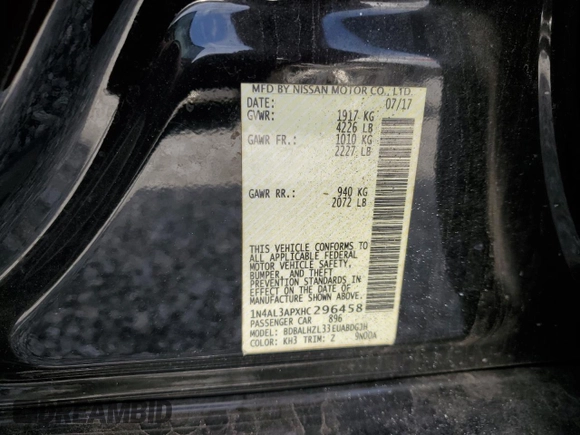 2017 Nissan Altima S with VIN 1N4AL3APXHC296458, listed as a Copart auction lot 61293475 with 88,040 mi miles and Salvage title. Bid and sale history available at DreamBid. Image 12.