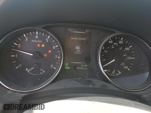 2017 Nissan Rogue SV with VIN 5N1AT2MT2HC887215, listed as a Copart auction lot 52253345 with 80,500 mi miles and Salvage Title. Bid and sale history available at carsss.com. Image 9.