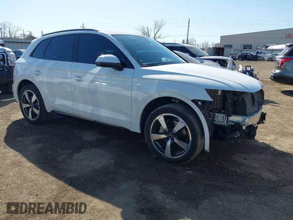 2022 Audi Q5 S line Premium Plus with VIN WA1EAAFY1N2126380, listed as a IAAI auction lot 41782000 with 27,599 mi miles and . Bid and sale history available at DreamBid. Image 1.