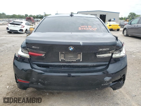 2021 BMW 3 Series 330i xDrive with VIN 3MW5R7J08M8B50434, listed as a Copart auction lot 55814435 with 56,824 mi miles and Salvage title. Bid and sale history available at DreamBid. Image 6.