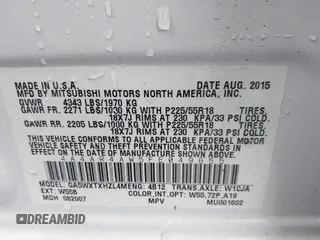 2015 Mitsubishi Outlander GT with VIN 4A4AR4AW5FE049655, listed as a IAAI auction lot 42352679 with 160,393 mi miles and . Bid and sale history available at DreamBid. Image 9.
